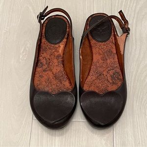 Black Leather Heart Lucky Brand Flats Size 5.5